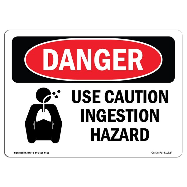 Safety Sign, OSHA Danger, 18" Height, 24" Width, Aluminum, Use Caution Ingestion Hazard, Landscape